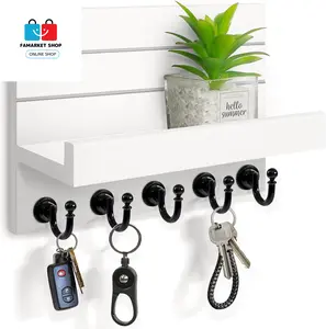 Key Holder for Wall: Easy Installation Mail Organizer Wall Mount Hanging Key Rack for Kitchen and Entryway Decor with 5 Sturdy Key Hooks (White) No Brand