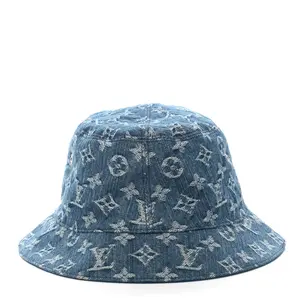 Pre-owned LV Monogram Denim Transformable Bob Bucket Hat Blue