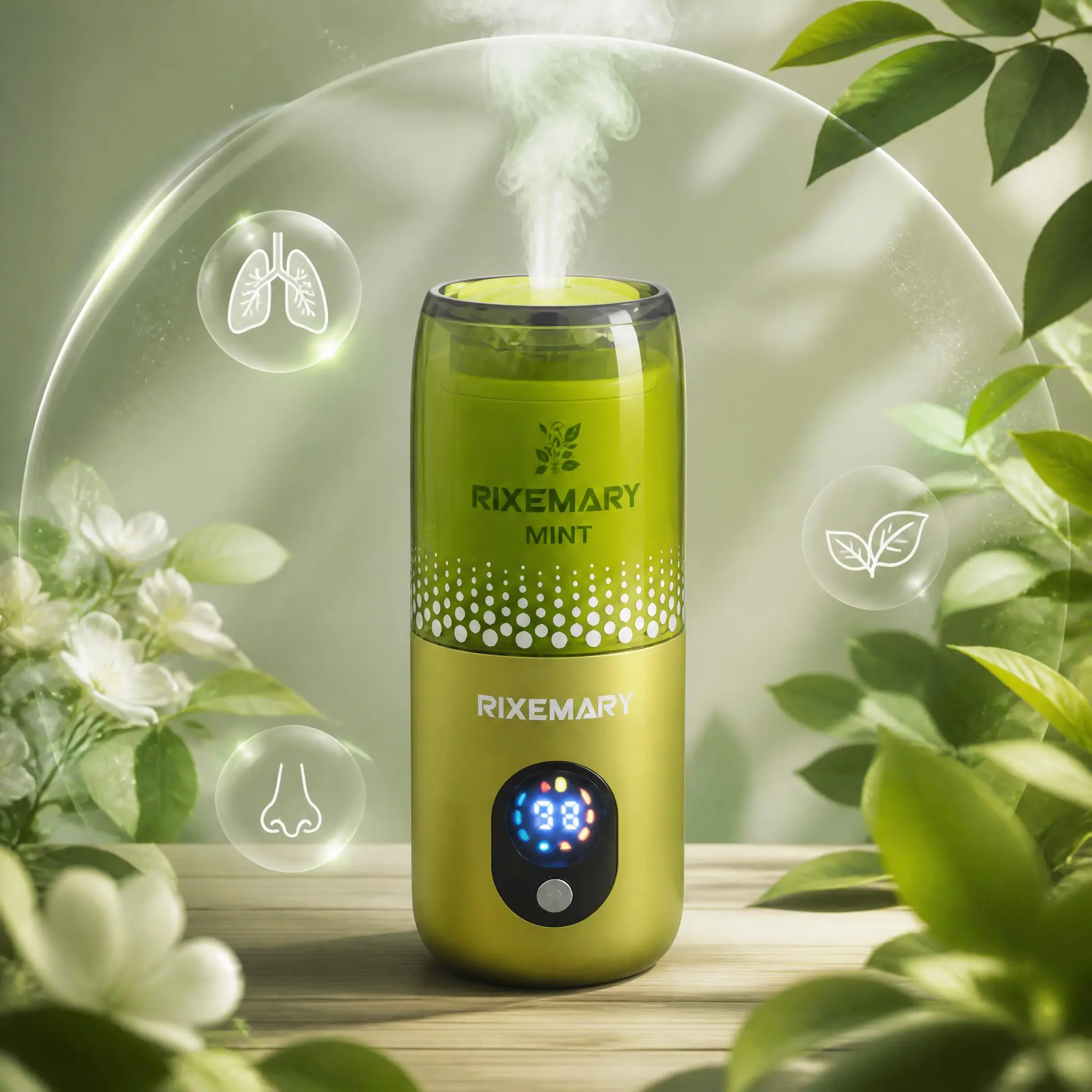 Rixemary Mint Mullein 5000mg Pure Oil Diffuser with Digital Display, Green Scented Witchy Room Aroma Home Fragrance for Daily Casual, Everyday Use