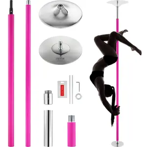 VEVOR Professional Dancing Pole,  , Spinning Static Dancing Pole Kit, Portable Removable Pole, 40mm Heavy-Duty Stainless Steel Pole, Height Adjustable Fitness Pole, for Exercise Home Club Gym, Pink
