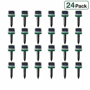 24 Pack Mole Repellent Gopher Repellent Solar Snake Repellent Ultrasonic Vole Gopher Repellent Sonic Waterproof Spikes Stakes for Garden Yard