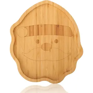 Christmas  Serving Platter - Santa  Decorative Tray Candy Snack Board,  Wooden Serving Tray Cute Charcuterie Board for Cheese, Cookies, Fruits & Holiday Party (10" x 9")