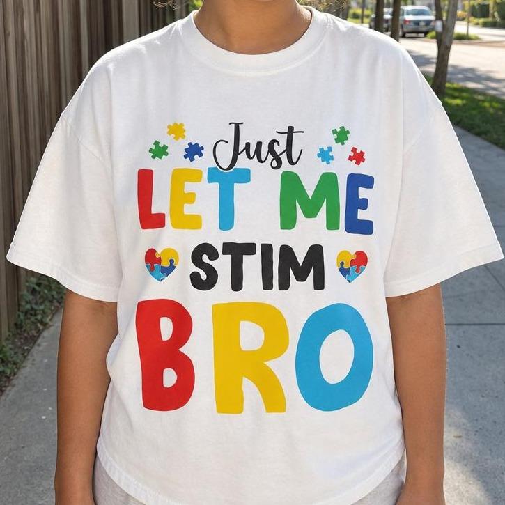 Women's 100% Cotton Short-Sleeve Crewneck (Round Neck) T-Shirt - Loose-Fit, Drop Shoulder, Oversize, Bold Letters Neurodivergent Autism Awareness Graphic Print Casual Wear Top