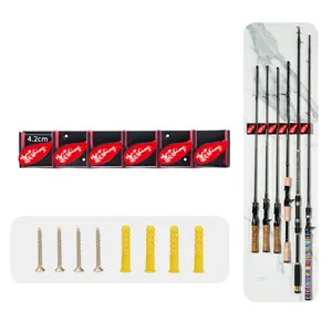 Wall Mounted Fishing Rod Holder, No Drilling Installation, Quick Release Design Saves Space, Heavy Duty Rod Storage Rack, Perfect for Garage Boat and Room Organization, Durable Keep Your Fishing Rods Secure and Tidy