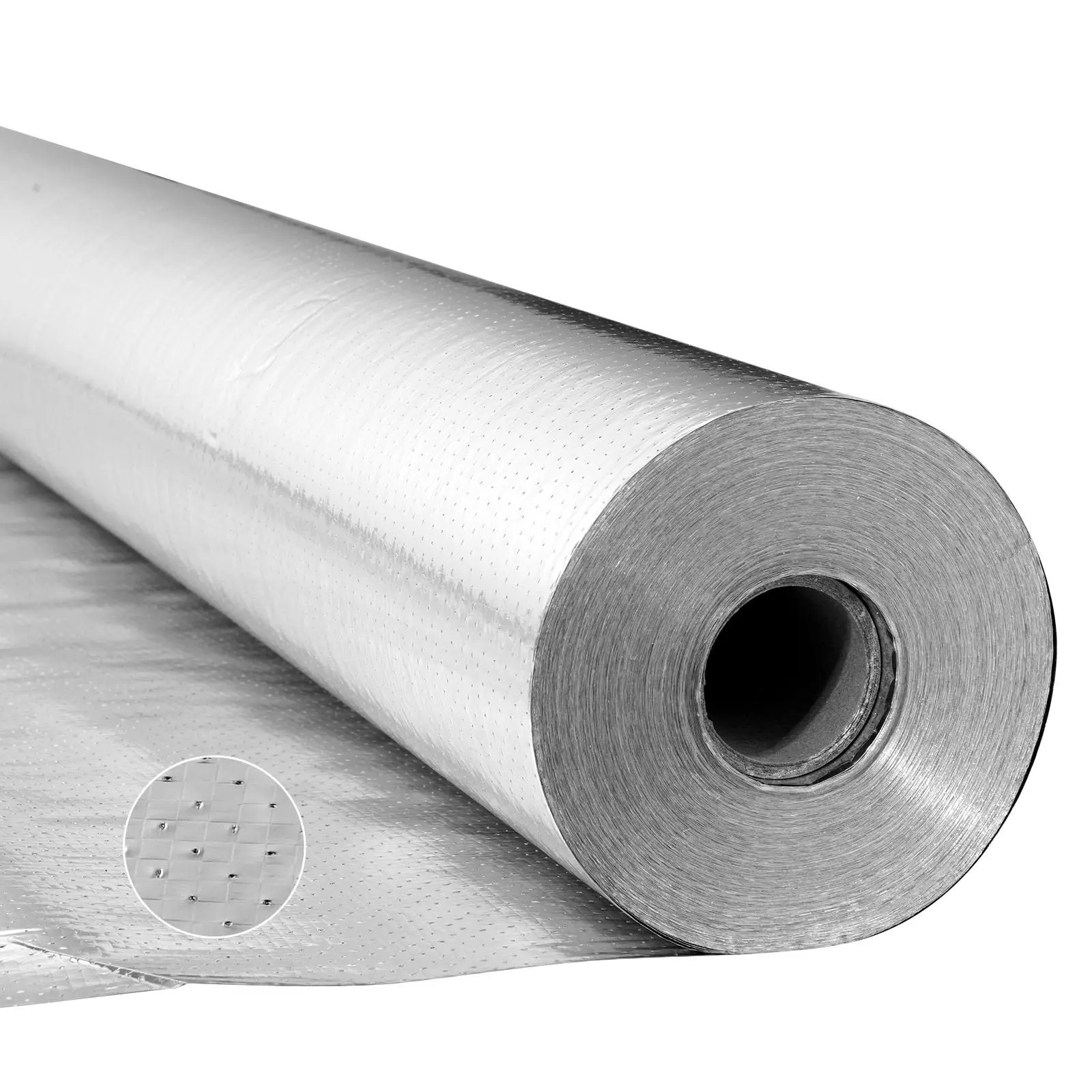 【SummerFinds】VEVOR Double Reflective Insulation Roll, Perforated Woven Fabric Radiant Barrier, 0.15mm 48 in x 125 ft, Double-Sided Aluminum Foil Heat Reflective Shield, Thermal Insulation Roll for Window RV Roof