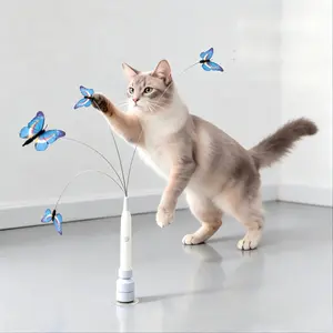 Automatic Cat Teaser Toy with 3D Rotating Butterflies – Interactive USB Rechargeable Cat Wand for Indoor Cats, Self-Play Exercise & Boredom Relief, Safe Durable Pet Toy
