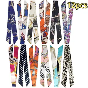 12Pack Scarf Bags for Women Handbag Scarfs Band Hair Neck Scarves Fashion Gifts