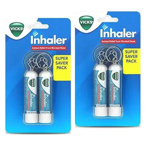 Vicks Inhaler Nasal Vapor Relief – 4  ValuePack 0.02oz/0.5ml Each for Instant Cold & Sinus Relief Powerful Sore Ultra Fine runny nose Drug-Free Saline Aller-Flo Fluticasone