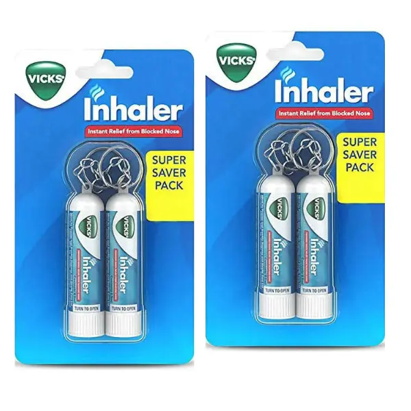 Vicks Inhaler Nasal Vapor Relief – 4 ValuePack 0.02oz/0.5ml Each for Instant Cold & Sinus Relief Powerful Sore Ultra Fine runny nose Drug-Free Saline Aller-Flo Fluticasone