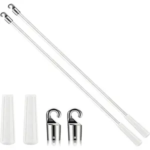 2 PCS 17 Inch Blind Wand, Vertical Blinds Replacement Parts with Hook, White Fiberglass Window Blind Tilt Wand for Windows Curtain Door Supplies