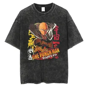 valentine shirts One Punch Man T-shirts Saitama We Can Do It Pattern Print Tees1 Men Women Oversized Washed Vintage Fashion Street Harajuku Tops