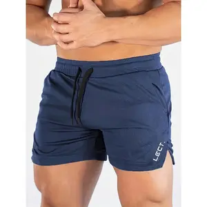 Brother Fitness Men's Slim Fit Comfy Breathable Lightweight Athletic Gym Shorts - Navy Blue, Stretchy Polyester, Zipper Pockets for Running, Training, Comfy Breathable Shorts, Lightweight Athletic Shorts