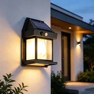 Solar Wall Lights Outdoor Waterproof, 2 Pack Solar Sconces Exterior Lighting for House Garage, Dusk to Dawn Auto On/Off Solar Powered Porch Light for Front Door Backyard Fence Patio Fence Pathway
