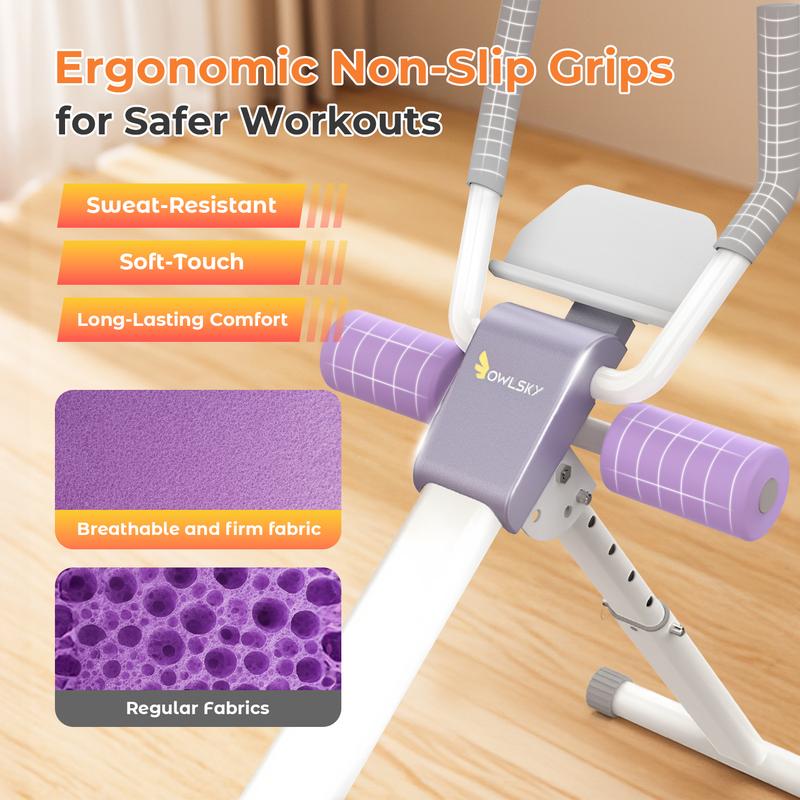 Adjustable Home Ab Machine - Foldable Trainer with Knee Support, LCD Monitor & Phone Holder. Supports 400 LBS