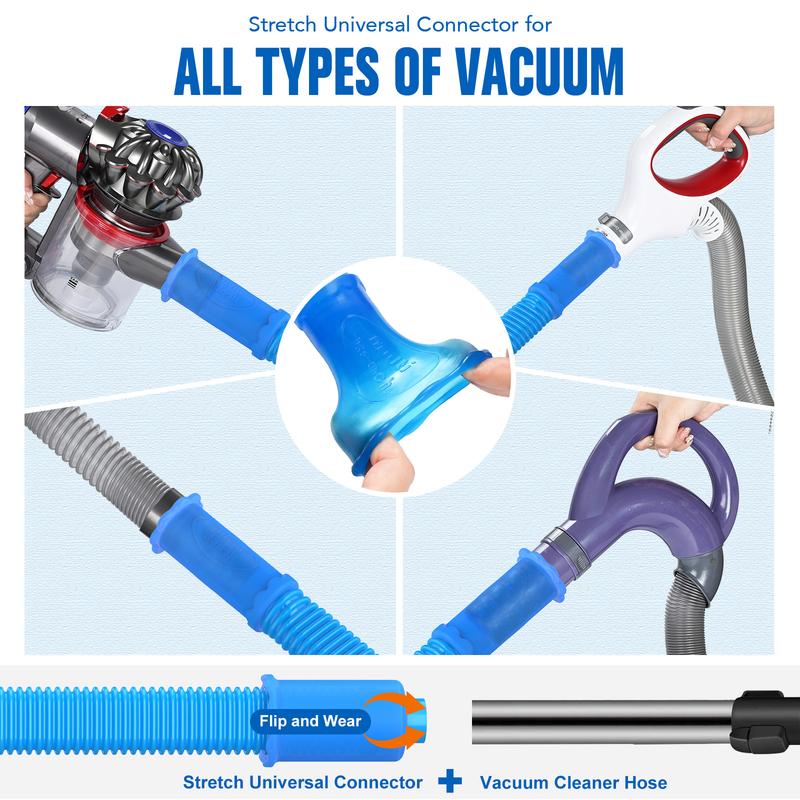 Sealegend Dryer Vent Cleaner kit Dryer Lint Vacuum Attachment with Stretch Universal Connector, Dryer Vent Cleaning Tool Vacuum Hose Lint Remover, Blue