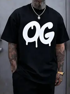 Oversize 'OG' Drip Graphic T-Shirt, a Unisex Big & Tall Hip Hop Streetwear Top in Black Cotton with a Casual Crew Neck, Menswear