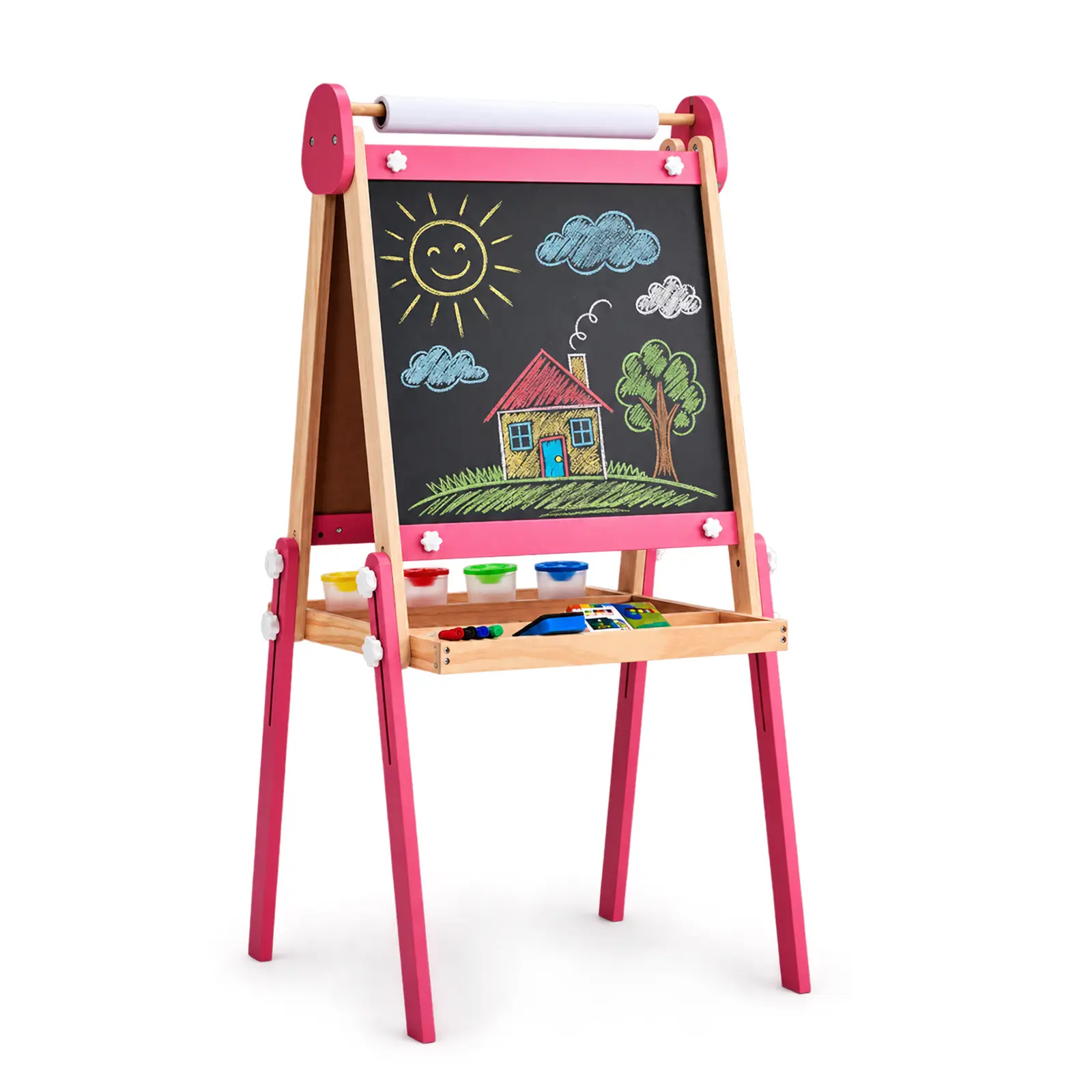 JOYMOR Wooden Easel for Kids Double-Sided Height Adjustable Painting
