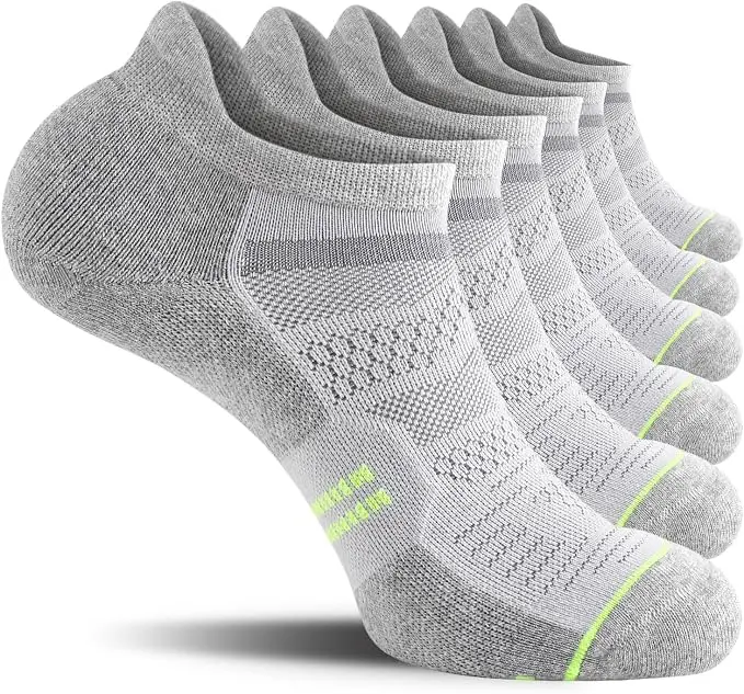 CS Men's Running Ankle Socks with Cushion, Low Cut Athletic Sport Tab Socks 6 Pack