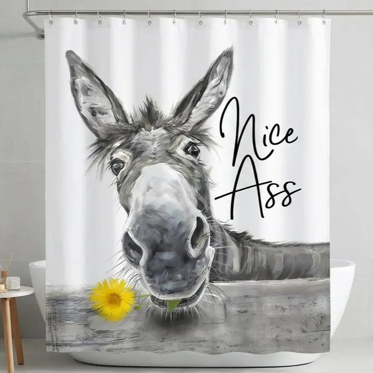 Funny Highland Cow Shower Curtain "Are You Pooping?" Hilarious 70x70" Bathroom Decor Gag Gift for Enthusiasts