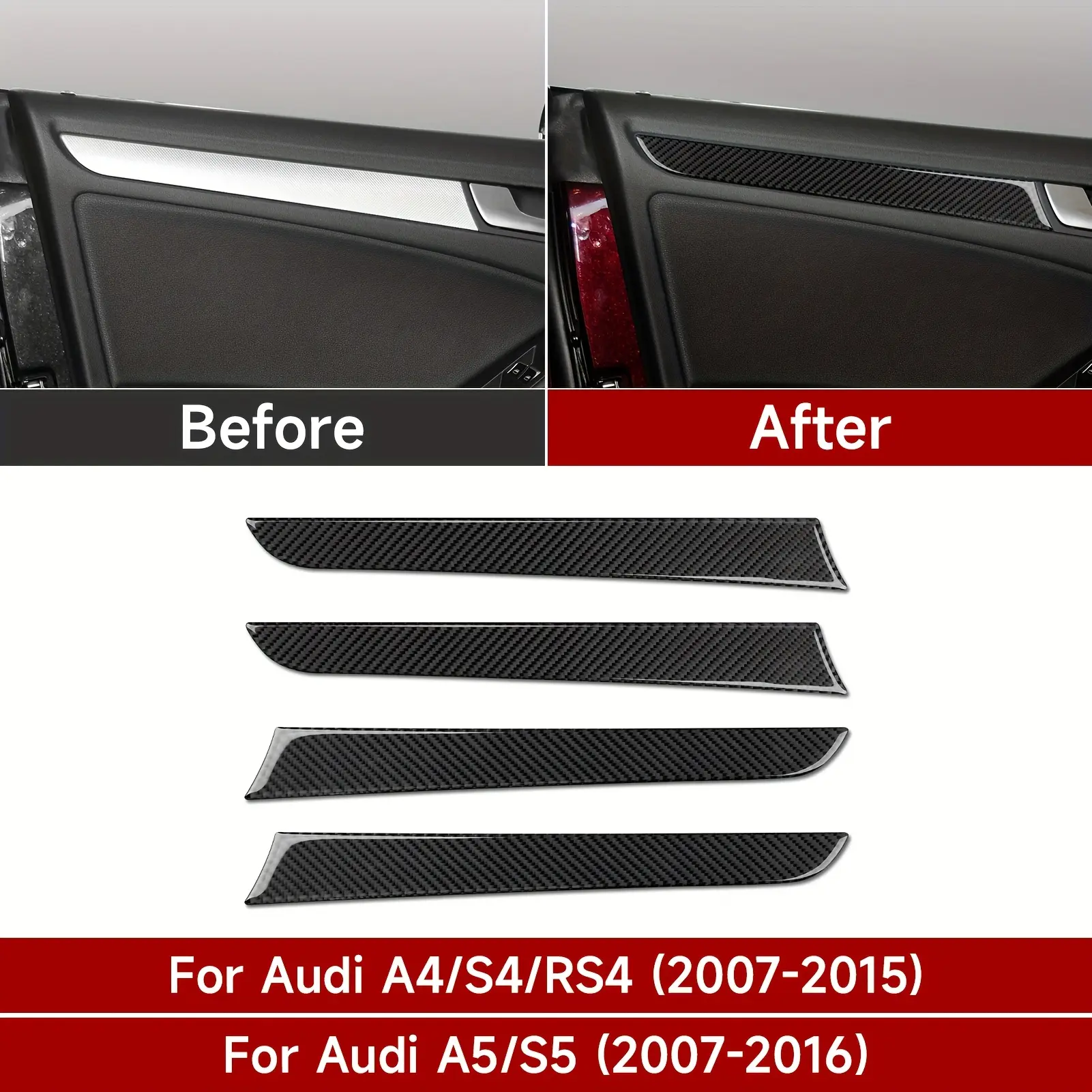 4pcs Audi A4 2009-2016 S4 2010-2016 Rs4 2012-2015 Interior Decals, Car Accessories, Stylish and Durable, Easy Installation