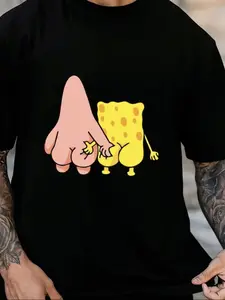 Hilarious Spongebob & Patrick Cotton Tee, Bold Design for Humorous Retro Fans, Casual Wear or Gift, Unisex Soft Comfort, Sizes S M L Xl