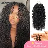 [Buy 5 Get 1 Free] Burmese Curly Kinky Curly Pre-Separated Feather Crochet Hair Miracle Knots Braids For Braiding Deep Wave invisible Miracle Knots Real Human Hair Extensions With String Hair Bundle Nature Black Color 18inch For Black Women WOWANGEL