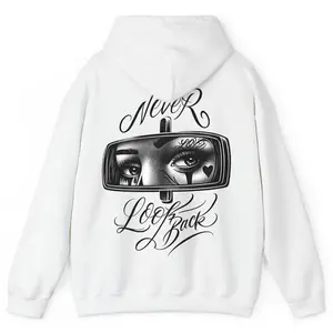 ✨ [street wear]Never and Look Art Chicano Clothing Lowrider Chicana Art Gangster Cholo Outfit Cotton Fabric Menswear Casual Streetwear Hoodie Unisex Loose Fit winter outfit gifts for him shop deals