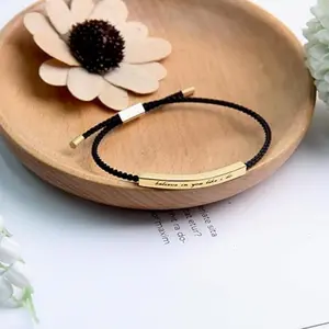 Remember Who The F You Are Bracelet Don Let The Hard Days Win Inspirational Woven Rope Adjustable Cuff Waterproof Durable Jewelry for Women Black Onyx