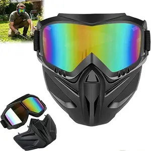 2026 Upgrade Detachable Full Face Mask Goggles, Anti-Fog Mowing Goggles, Suitable for Welding, Cycling, Windproof Paintball Mask