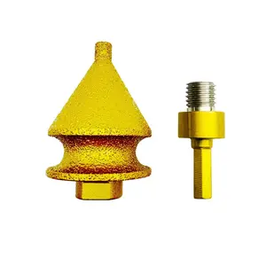 2PCS/Set Multi-functional M14 Thread Diamond Chamfering Tool Tapered Drill Bit with 1PC Adapter to 3/8" Hexagon Shank for Enlarging, Grinding, and Edge Trimming in Ceramic Tiles, Marble, and Quartz Stone