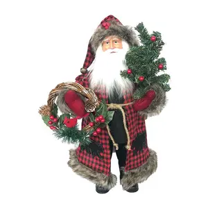 Santa's Workshop 15" Plaid Black Bear Claus Santa's Workshop 15" Plaid Black Bear Claus