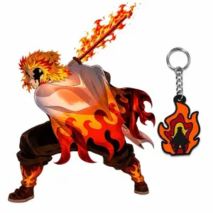 Rengoku "Set Your Heart Ablaze" Flame Hashira Anime Novelty Collectible Fun Keychain, Stylish Keychain, Handmade Keychain