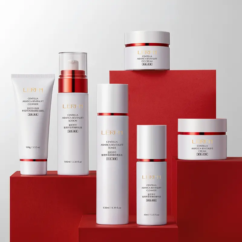 Centella Asiatica 6-Piece Skincare Gift Set | Red Holiday Box | Cleanse  Hydrate  Nourish | Cleanser, Toner, Serum, Lotion, Eye Cream & Face Cream