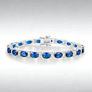 Peridot/Ruby/Sapphire/Emerald/5A CZ Bracelet 925 Sterling Silver 14K Gold Plated Elegant Tennis Bracelet for Women Birthday Wedding Wrist Jewelry, Width 4mm, Length 7-7.5inch