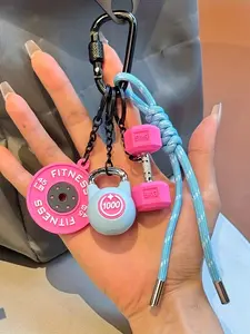 Personalized And Sports And Fitness Keychain, Dumbbells, Kettlebells, Barbell Pieces, Sports Bag Accessory Pendant, Contrasting Color Design With Car Keychain, Fitness Gift (Purple, Blue) Bag Decoration, Keychain Attachment