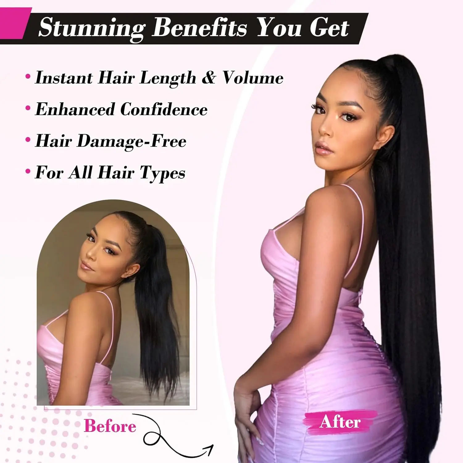 26 Inch Synthetic Ponytail Extension with Claw Clip for Instant Volume Yetta Straight Hair Claw Clip Ponytail 26  main image 2