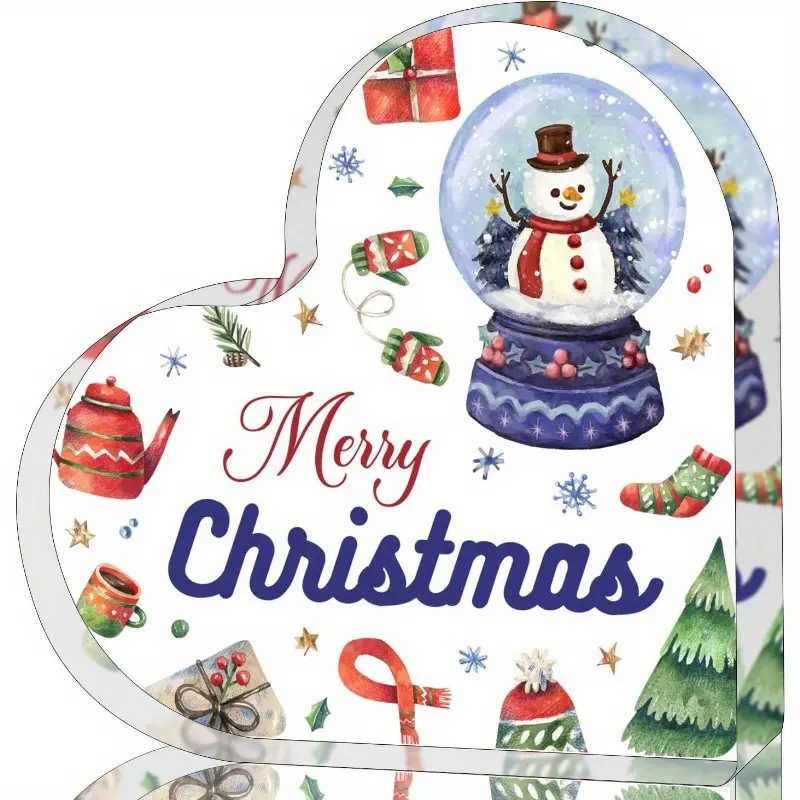 Christmas Decoration - Acrylic Heart Christmas Tabletop Decor, Dining Table, Office Desk, Tiered Tray, Shelf, Holiday Decor, Photography Prop