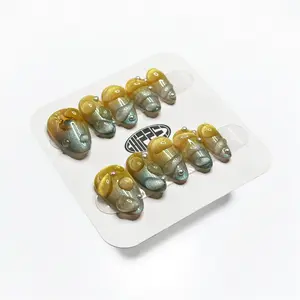 KELLY CLOUD Chipped social nfc gradient 3d drop press on acrylic gel nails with social sharing link free app