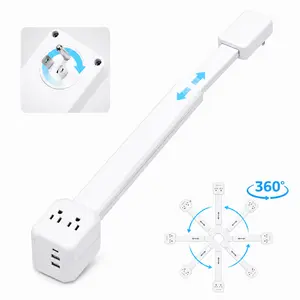 XURATTIX  Electrical Outlet Extender Stick, 360° Rotating Wall Outlet - Features 2 USB-A, 1 USB-C, and 2 AC Outlets, Extends 17"-26", Access Hard-to-Reach Outlets, Use Behind Sofa, Nightstands, Desks, and More
