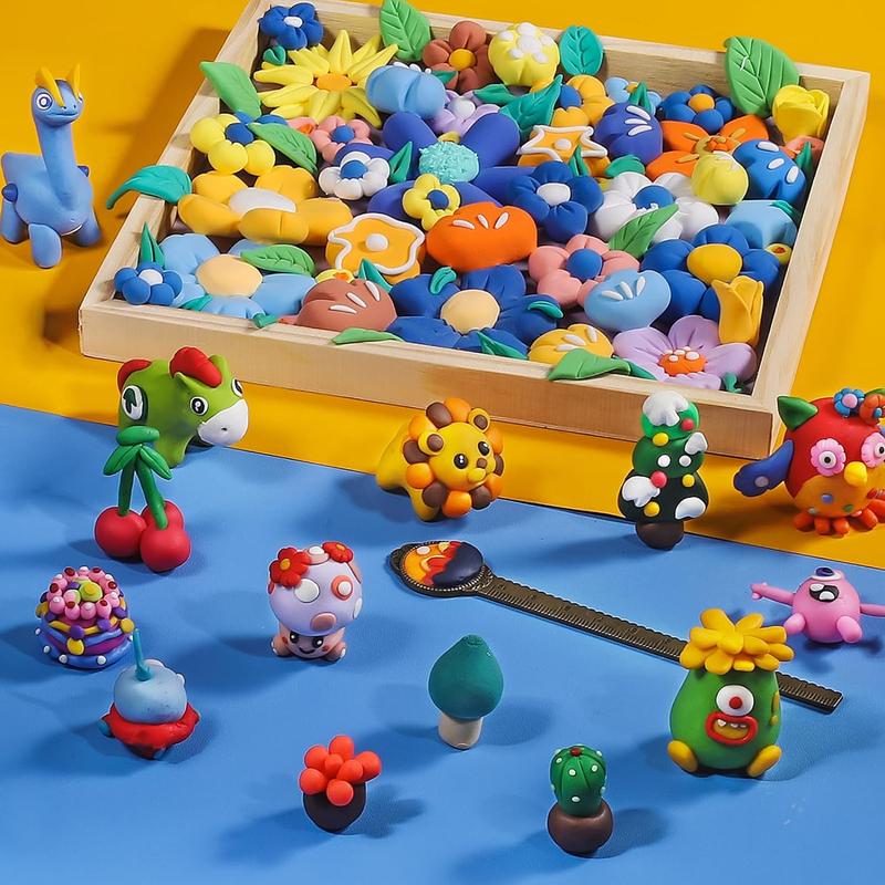 46/62/88/100 Pcs Polymer Clay Kit Creative Moldable Clay for Kids DIY Starter Kits Oven Baked Model Clay Non-Sticky with Sculpting Tools Craft Supplies Unique Gift for Children & Artists - Colorful Marker Set