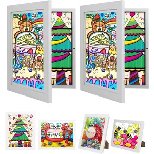 2Pack Kids Artwork Frames Changeable -Kids Art Frame,Kids Art Frames Front Opening Holds 150,8.5x11 White Rows Childrens Art Frame for Kids Art,Picture Frame for Display Kid Art Work