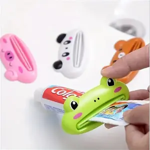 4 Pcs Multi-Functional Cartoon Toothpaste Squeezer, Plastic Tube Dispenser for Bathroom & Kitchen, Easy-To-Use, Durable, Cute Animal Design