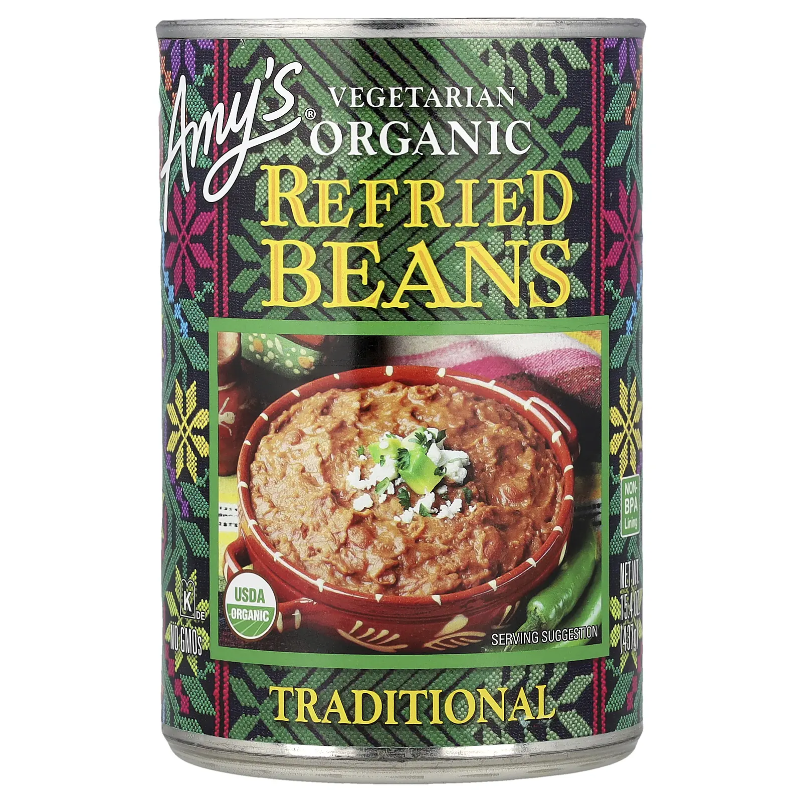 Amy's Organic Vegetarian Refried Beans, Traditional, 15.4 oz (437 g)