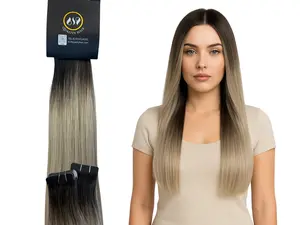 Soft Black Roots → Ashy Blonde Ends Tape-In Extensions