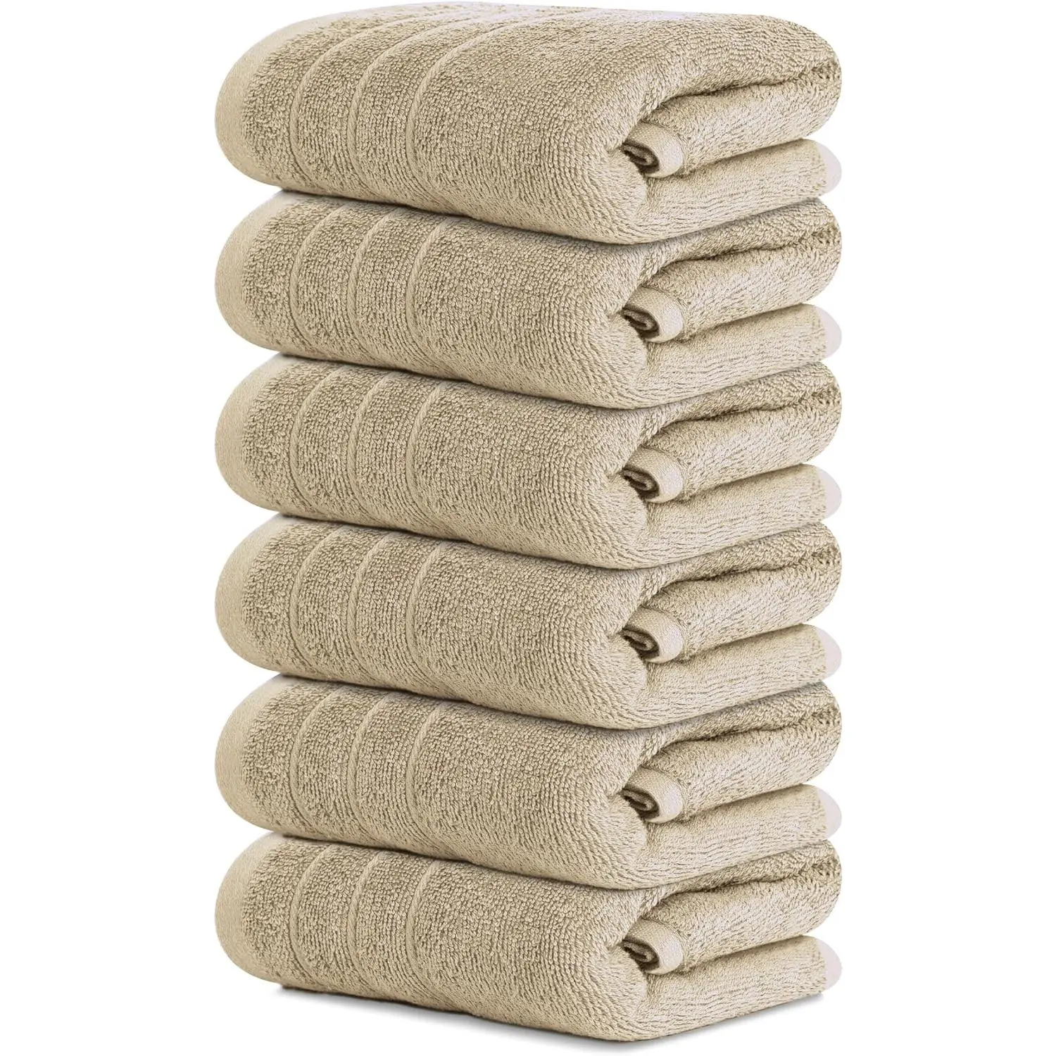 Pack of 6 Hand ,  Cotton,  Weight, Quick to Dry, 16 x 28 Inches, Super Soft & Absorbent,  for Bathroom & Kitchen (Beige)