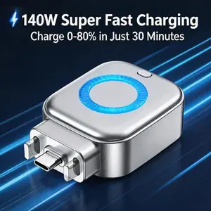 Smart Night Charging Safety Protector 140W PD Fast Charge Type C Cable Adapter Automatic Power Off When Fully Charged Prevent Battery Damage Overheating And Overcharging