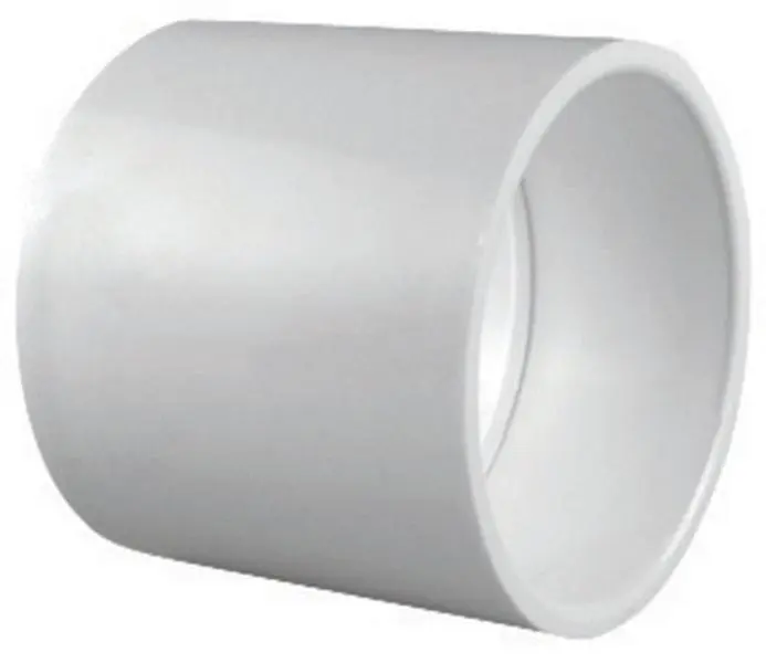 Mueller Schedule 40 PVC Coupling, 1 in. x 1 in. White Pipe Fitting, Dual Slip Connection for Sailing Cold Water Applications, Inches