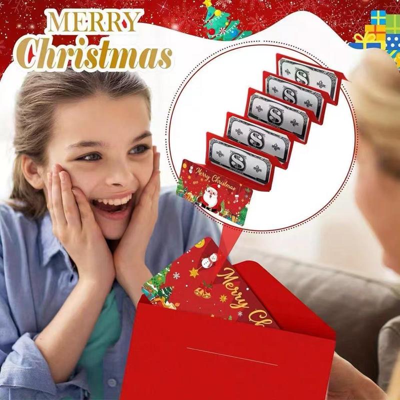 Christmas Santa Dollar Folding Red Envelopes Gold Stamping Gift Pack with Ribbon 6 Slot DIY Holiday Cash Envelopes for Party and Festive Decorations Car Rat Squirrel Repellent Spray