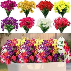16-Bunch UV-Resistant Realistic Artificial Flowers, Leaves, All-Weather Outdoor/indoor Decor, Spring Summer Home Decoration