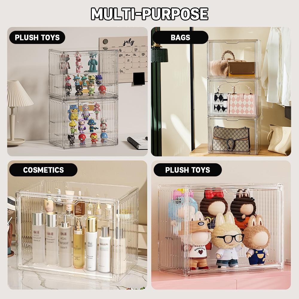 3-Tier Clear Acrylic Display Case, Stackable Dustproof Shelf Organizer for Figures, Anime, Jewelry, Cars & Collectibles pills organizer case Cordless Travel Vacuum Bag Set Stainless Steel Universal Cleaning Shovel Adjustable Acrylic Straw Holder